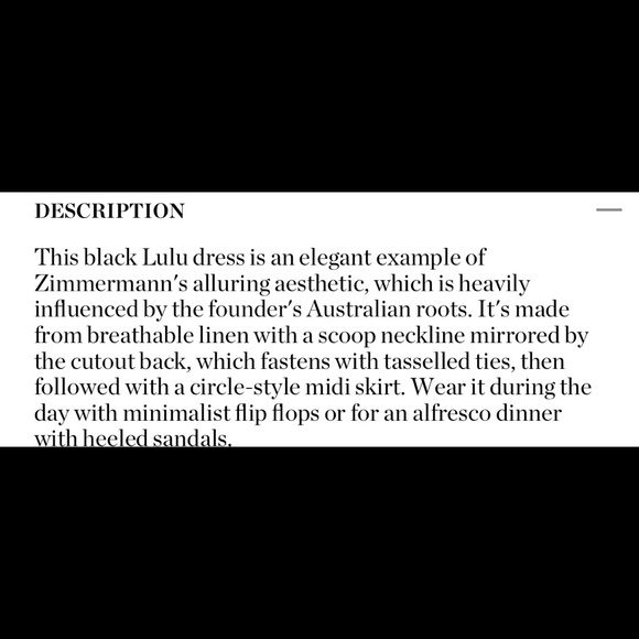 ZIMMERMANN Lulu cutout- back linen midi dress black size 3 - Picture 7 of 9